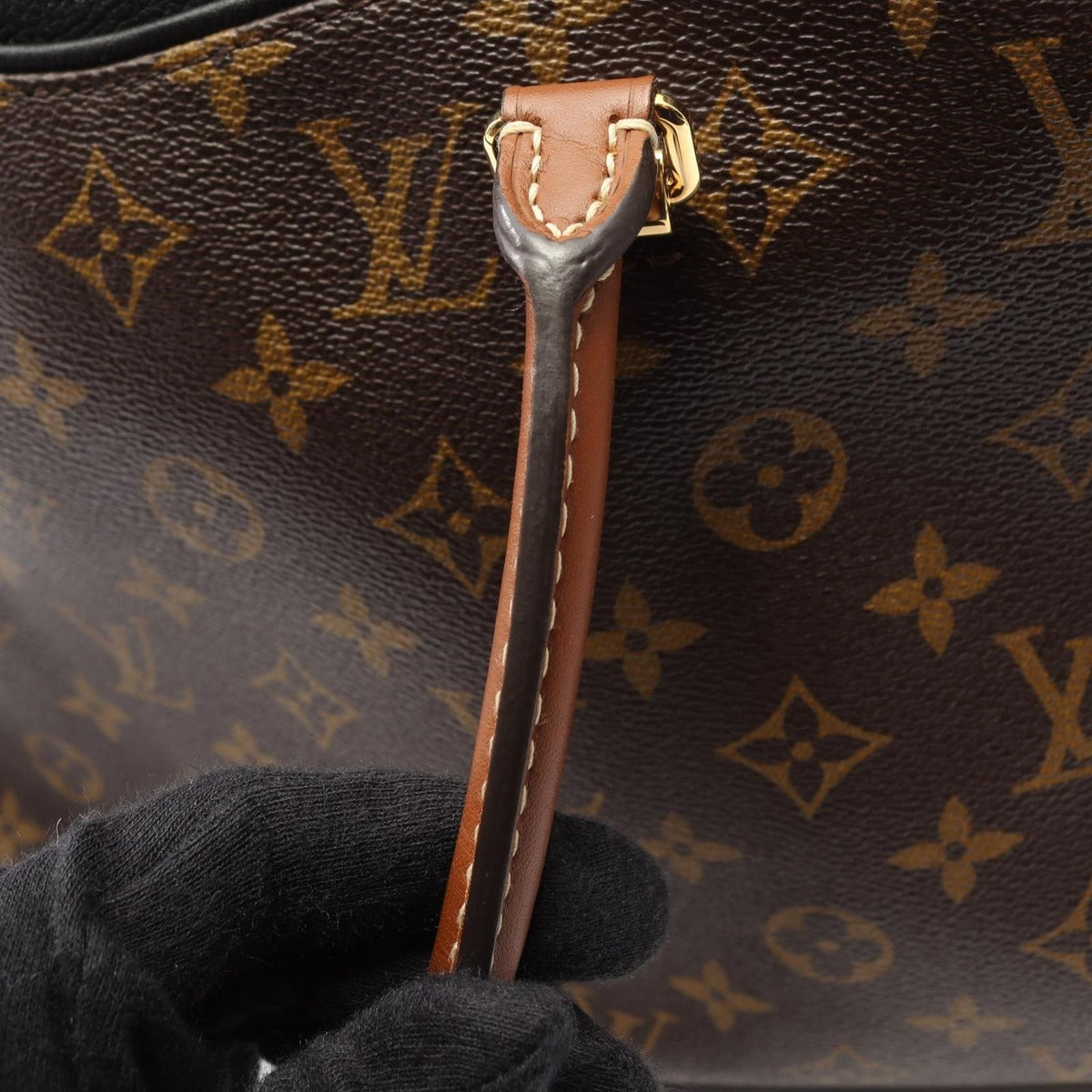 Louis Vuitton Handbag Pallas Noir Black Canvas Leather Brown — view 8