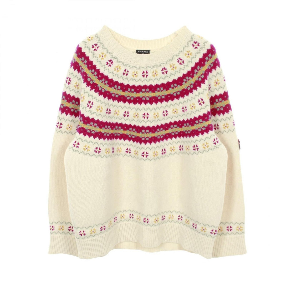 Chanel Knit Coconage Wool Sweater White Pink. Yellow