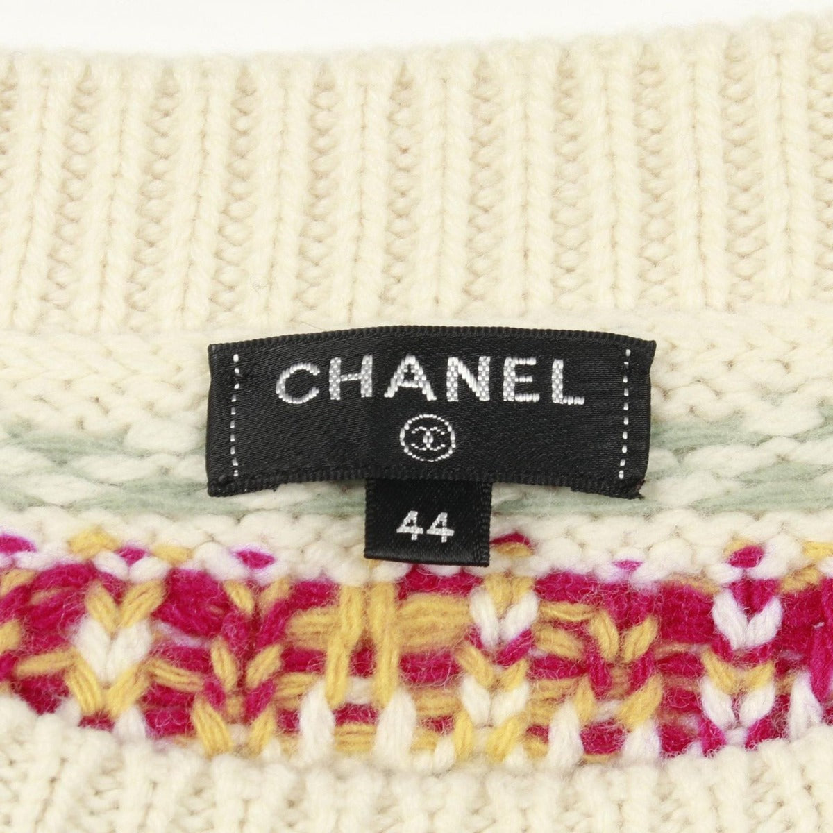 Chanel Knit Coconage Wool Sweater White Pink. Yellow — view 3