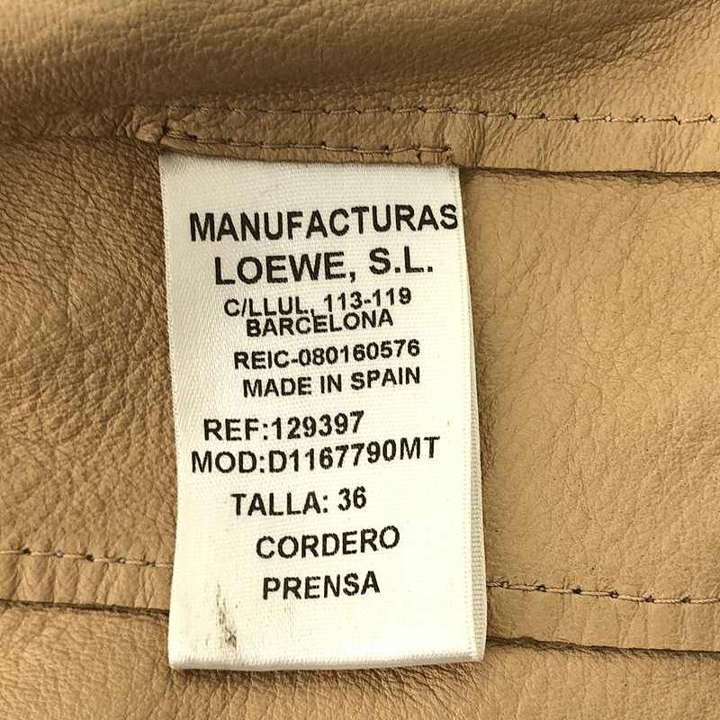 Loewe - Tucked Button Detail Leather Jacket - 36 - Silver - Women