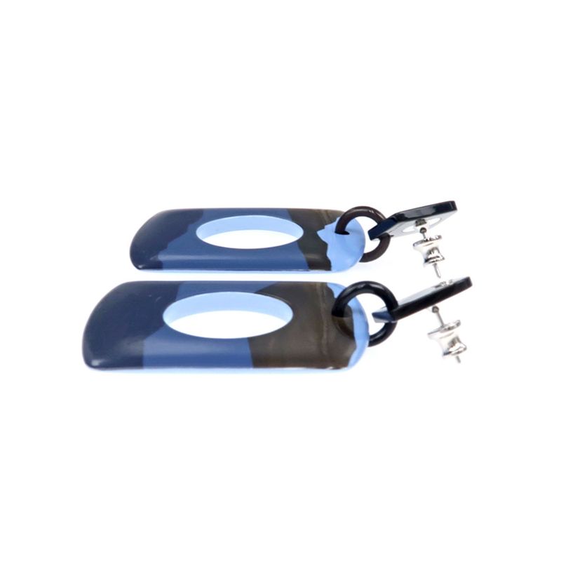 Hermes Earrings Dalva Sfumato Buffalo Horn Multicolor Blue Accessories