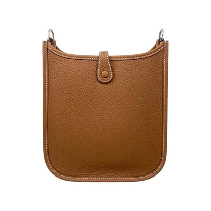 Hermes Shoulder Bag Evelyn TPM W Engraved Taurillon Clemence Gold Brown Silver