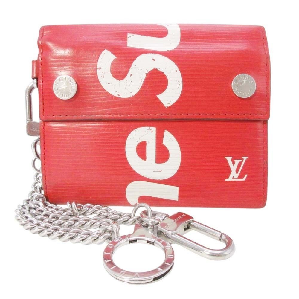 Louis Vuitton Supreme Epi Chain Compact Wallet Bifold Red
