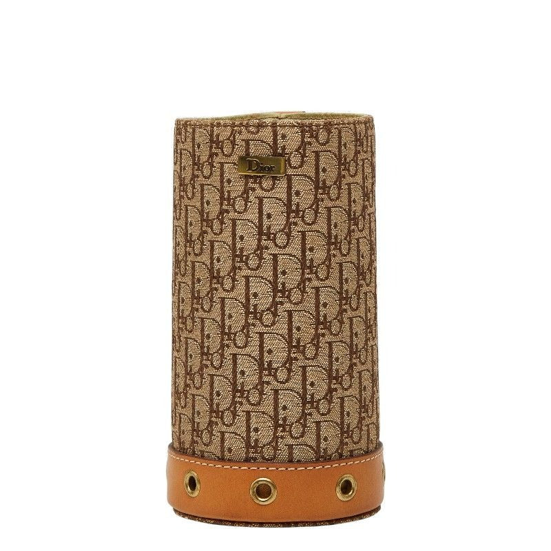 Dior Trotter Pen Stand Case Beige Brown Canvas Leather