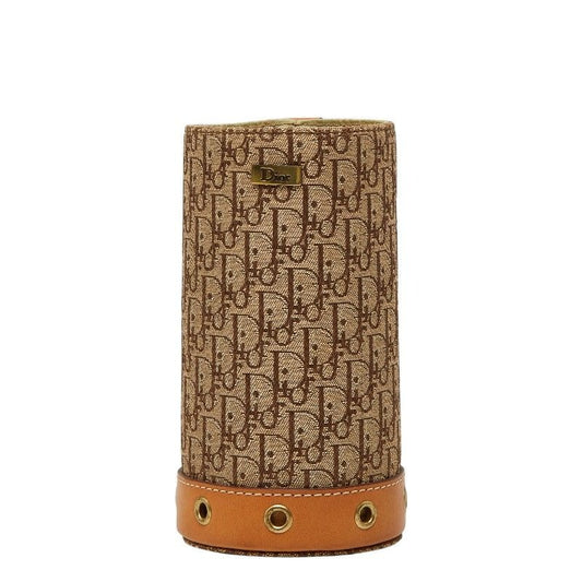 Dior Trotter Pen Stand Case Beige Brown Canvas Leather