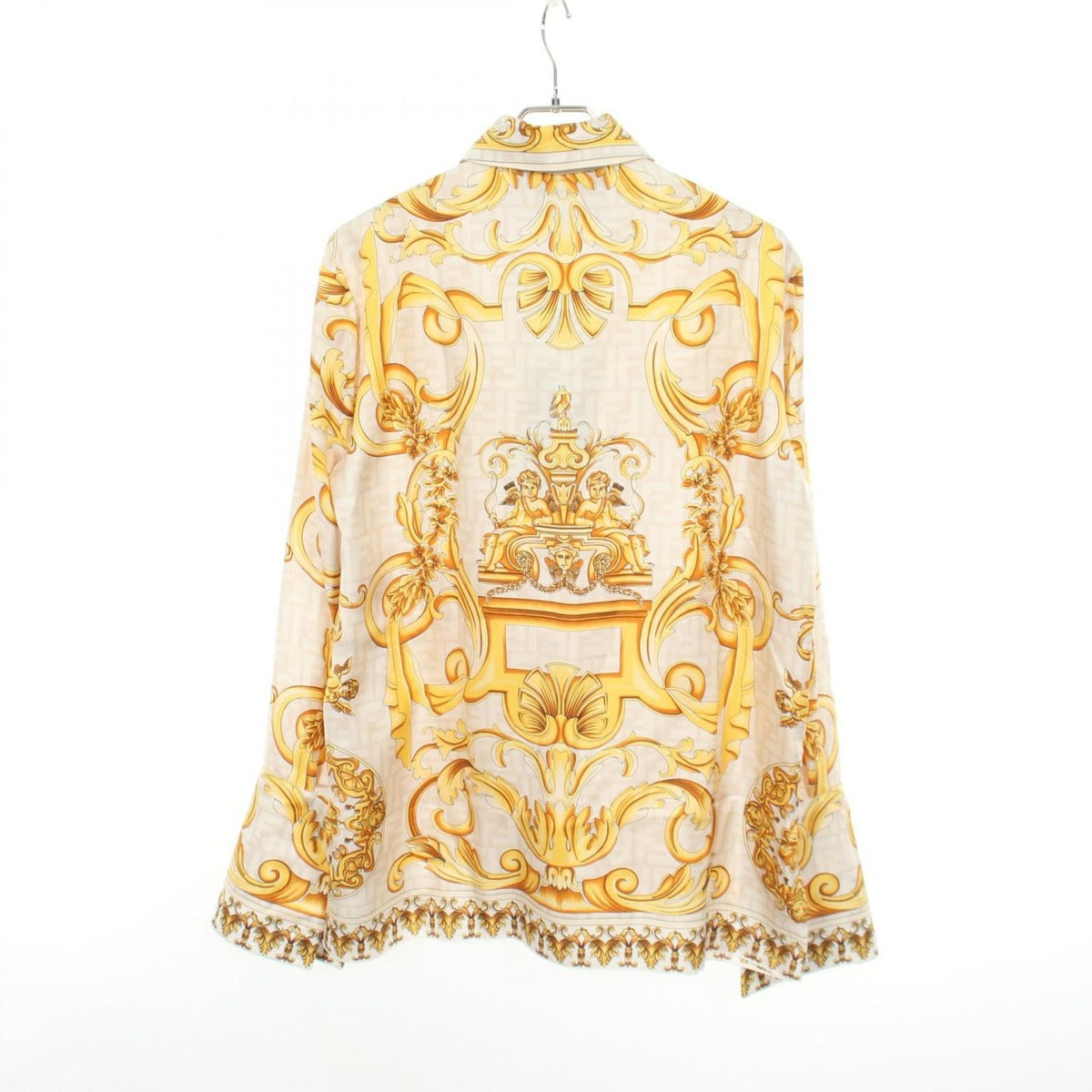Fendi Fendace Fender Cheer FF Pattern Silk Shirt Beige. Yellow — view 2