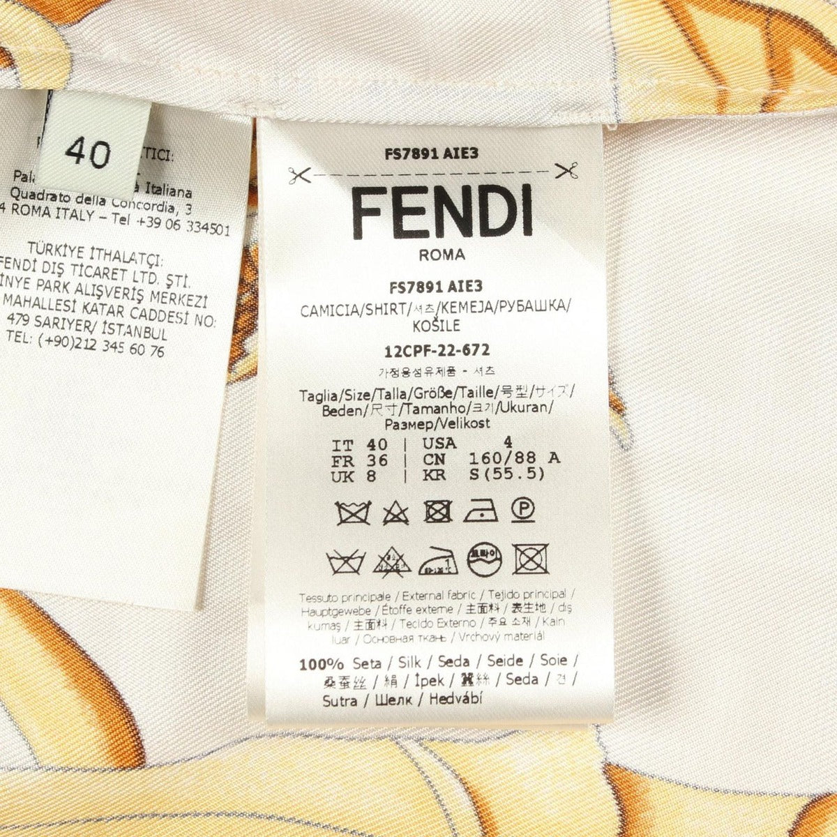 Fendi Fendace Fender Cheer FF Pattern Silk Shirt Beige. Yellow — view 4