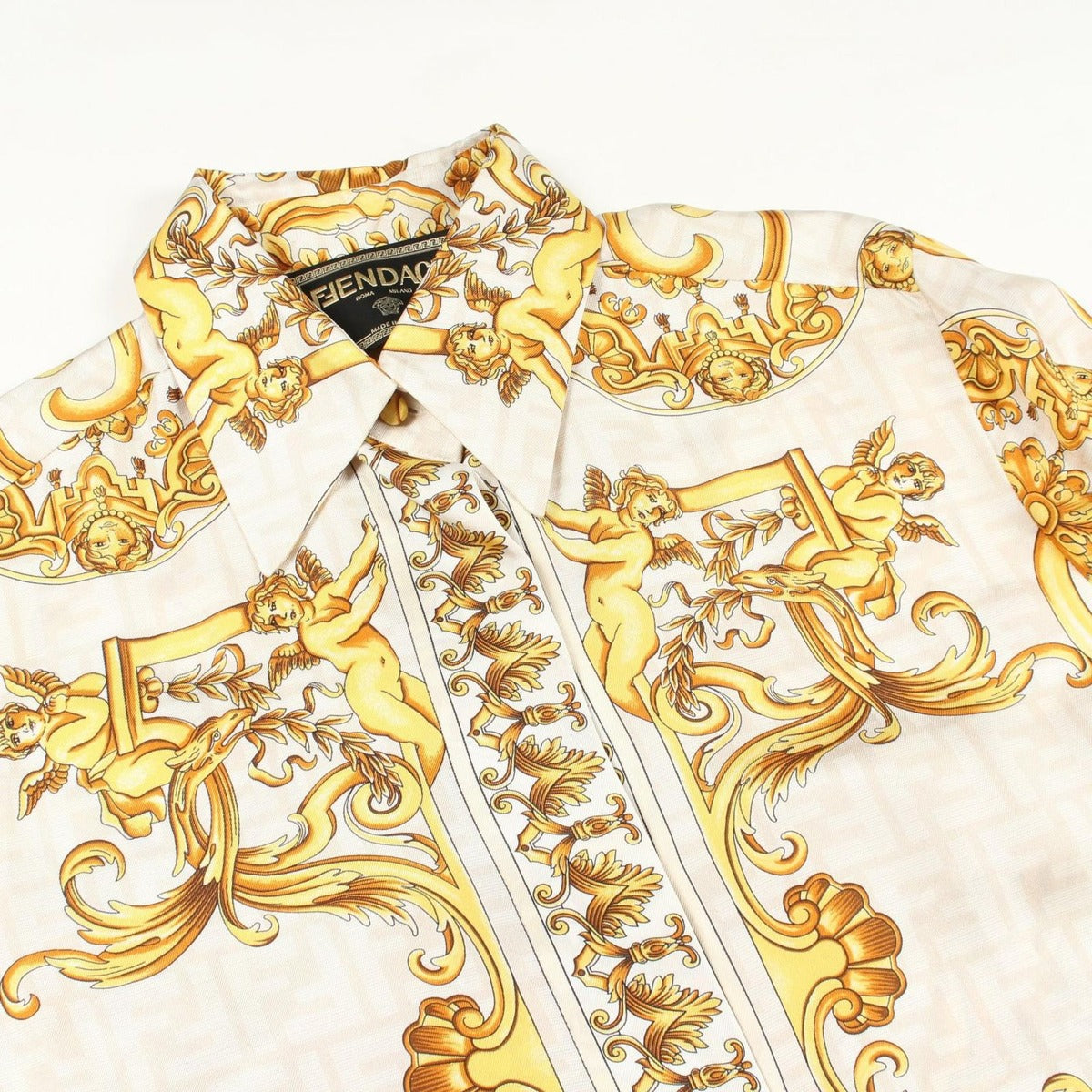 Fendi Fendace Fender Cheer FF Pattern Silk Shirt Beige. Yellow — view 8