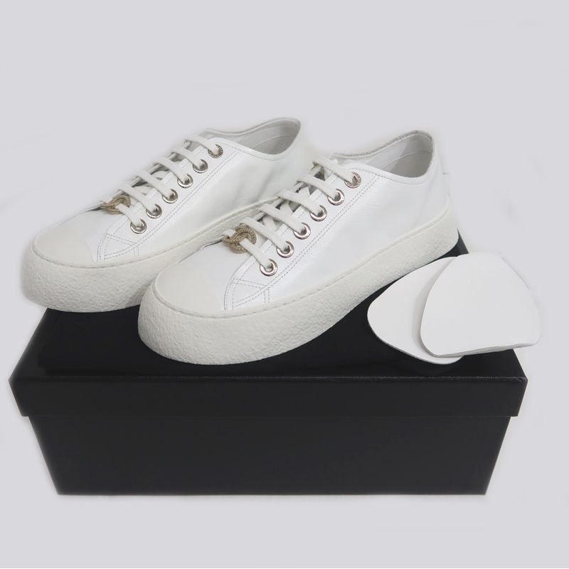 Chanel Sneakers White Size 38 C Leather Shoes Apparel — view 10