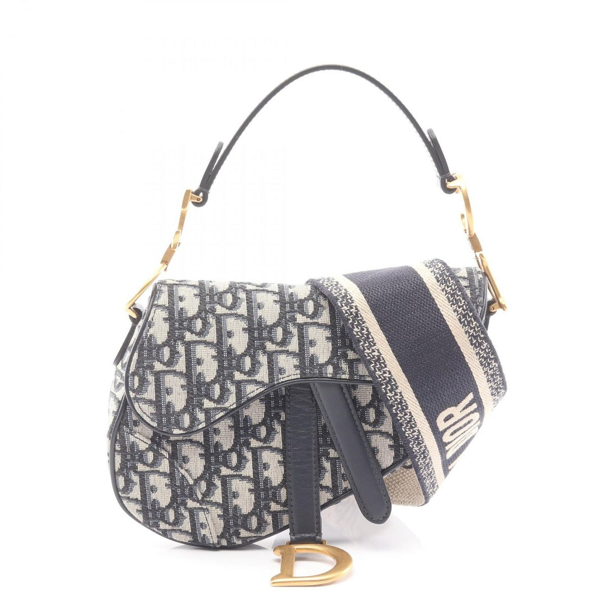 Dior Saddle Bag Mini Bree Kujagado Navy Canvas Leather
