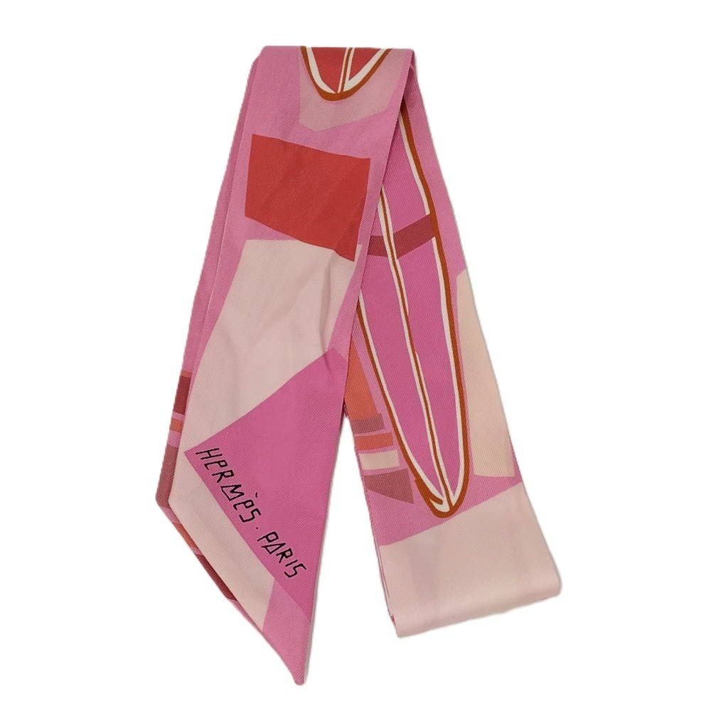 Hermes Twilly Scarf Silk Pink Multicolor