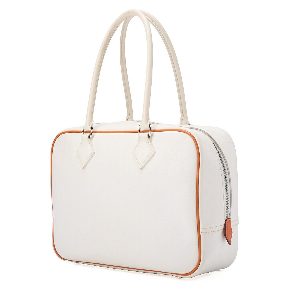Hermes Brum 28 Tote Bag Epson White And Orange Silver Hardware Women's Bag