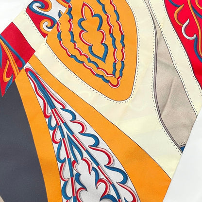 Hermes Twill Scarf Silk Brides ET Gris Red Multicolor — view 7