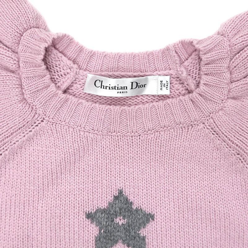 Dior Short Sleeve Knit Ruffles 36 Sizes Pink 344s13bm003 Cashmere