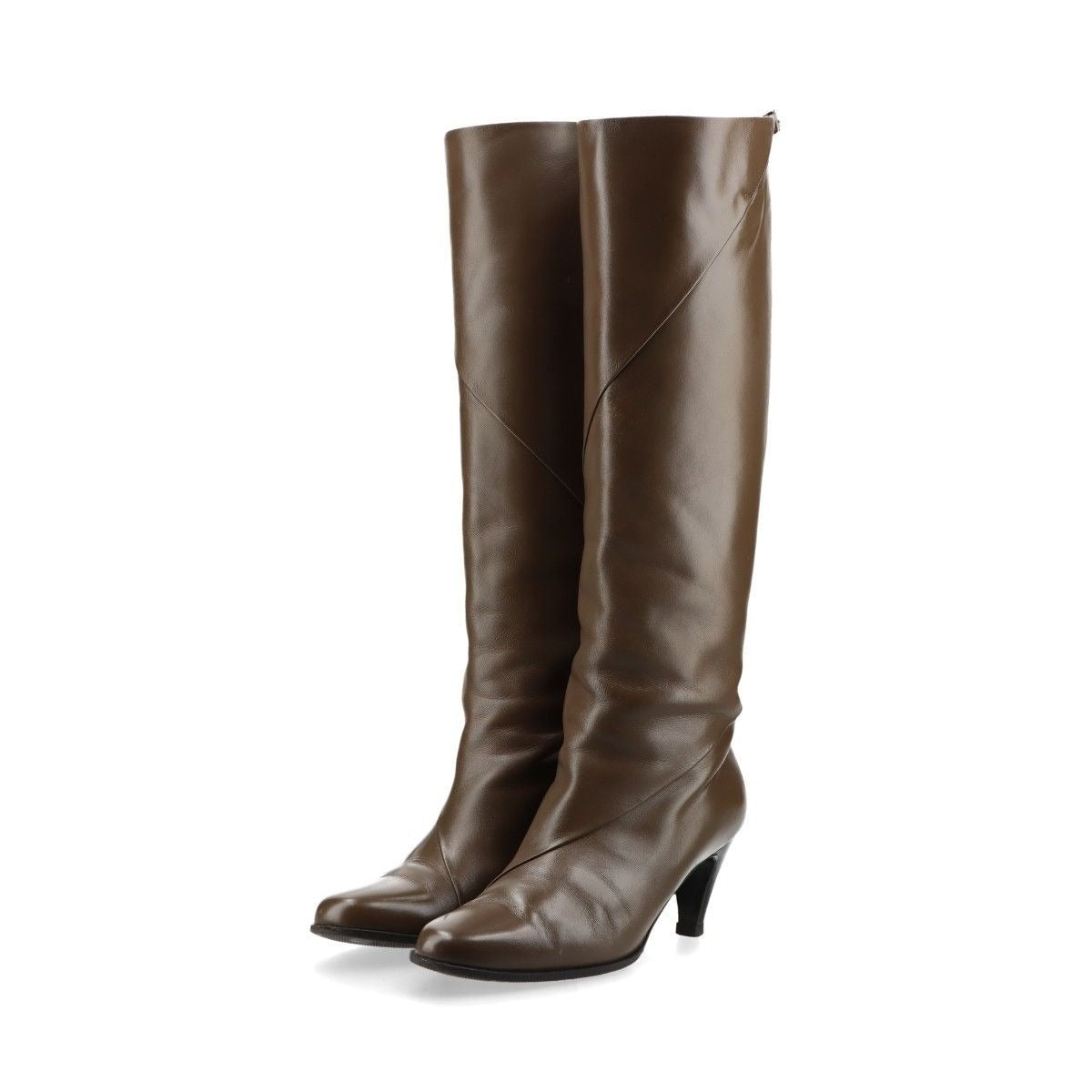 Hermes Leather Long Boots Api Buckle Star Mark 38 Brown
