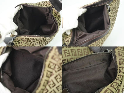 Authentic Fendi Zucchino Shoulder Bag Canvas Beige Brown 8br129 Zucchino Bag