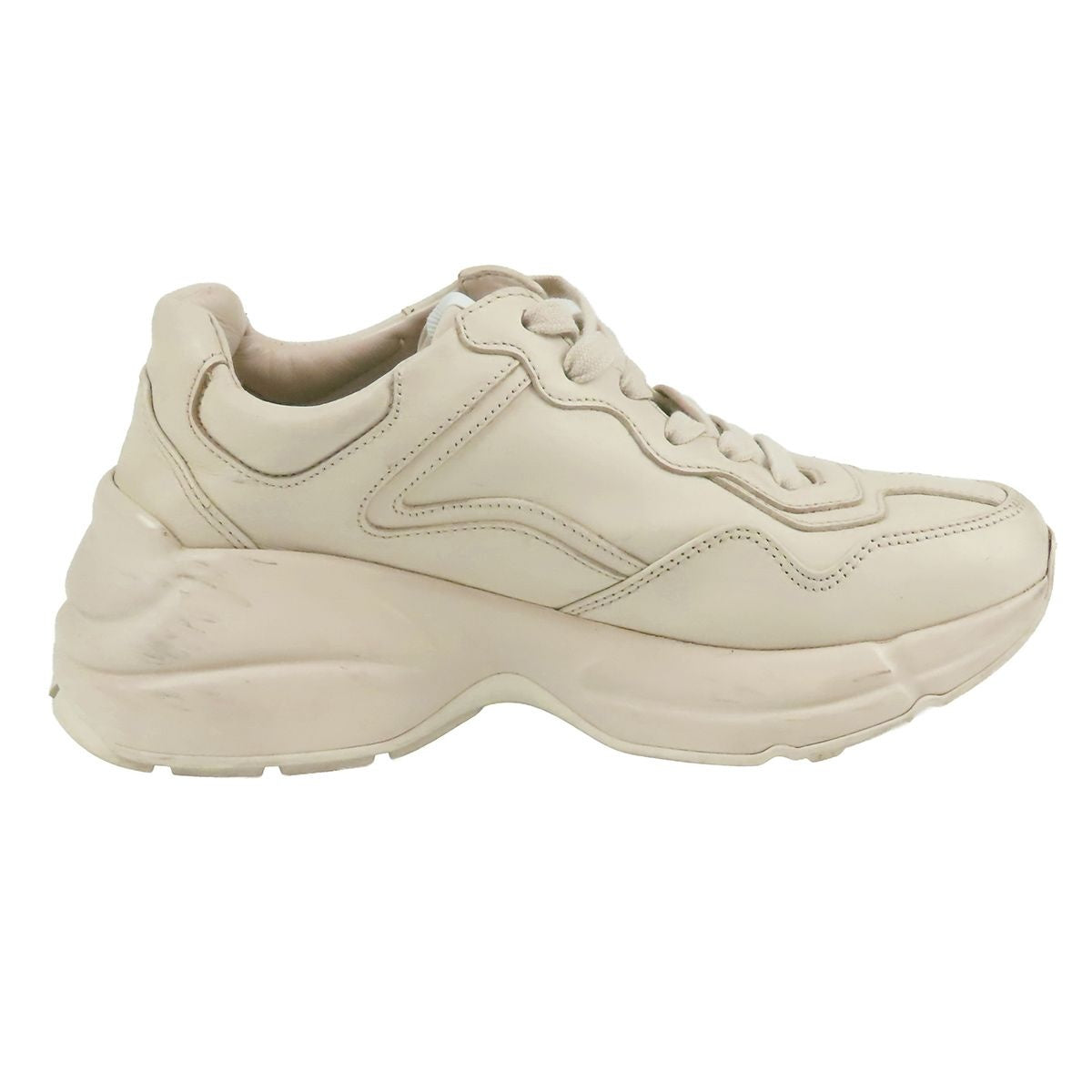 Gucci Rhyton Ivory Leather GG Heart Sneakers — view 3