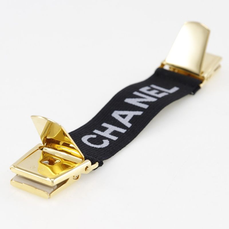 Chanel Armband Clip Logo Rubber And Gold Plated Black Ladies Miscellaneous