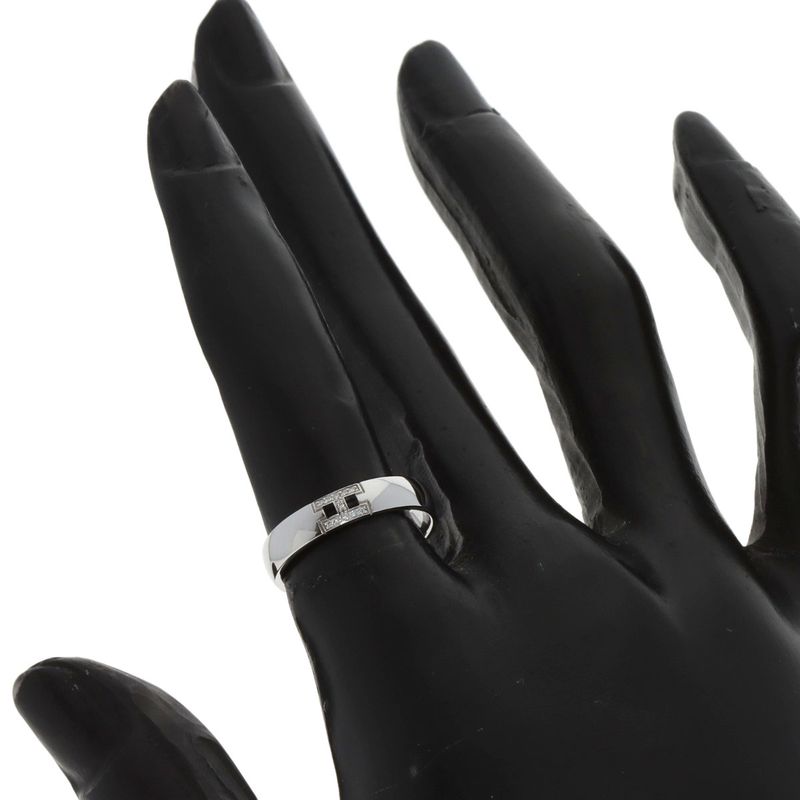 Hermes Ever Hera Cles Diamond #49 Ring 18K White Gold Ladies