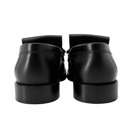 Hermes Moccasins Impact Calf Leather 36.5 Shoes Black