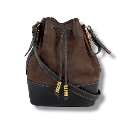 Loewe Velazquez Drawstring Shape Shoulder Bag Drawst Ring Black Brown Leather