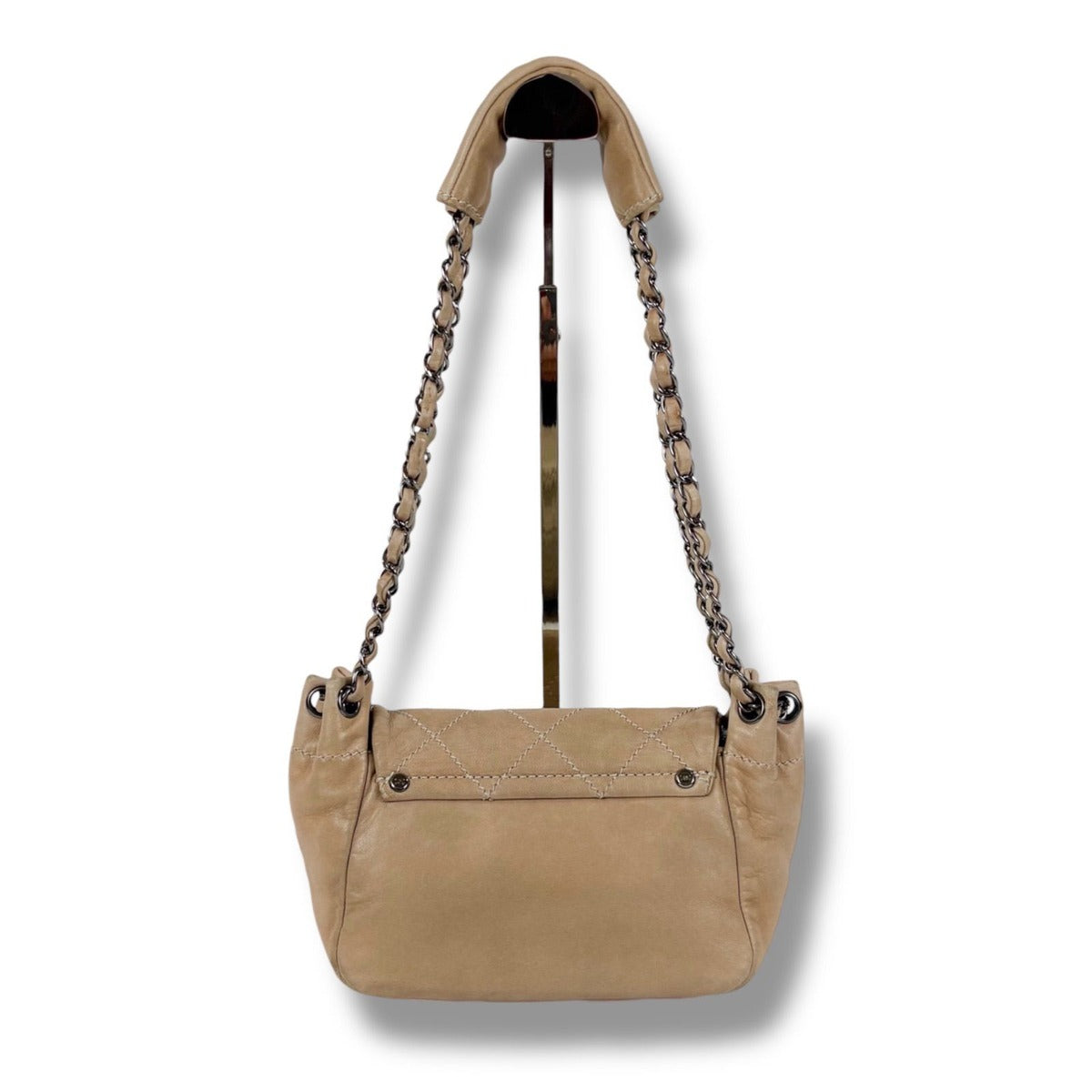 Chanel CC Logo Leather Chain Shoulder Bag Mini Beige Quilted — view 3