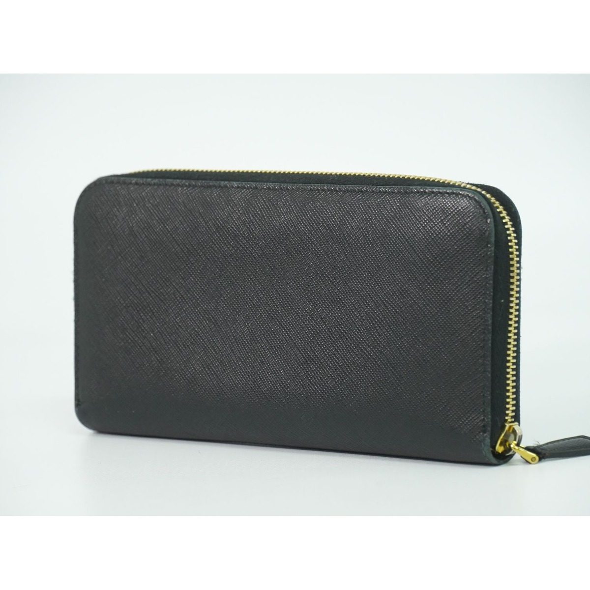Prada Ribbon Leather Zip Around Wallet Black — view 2