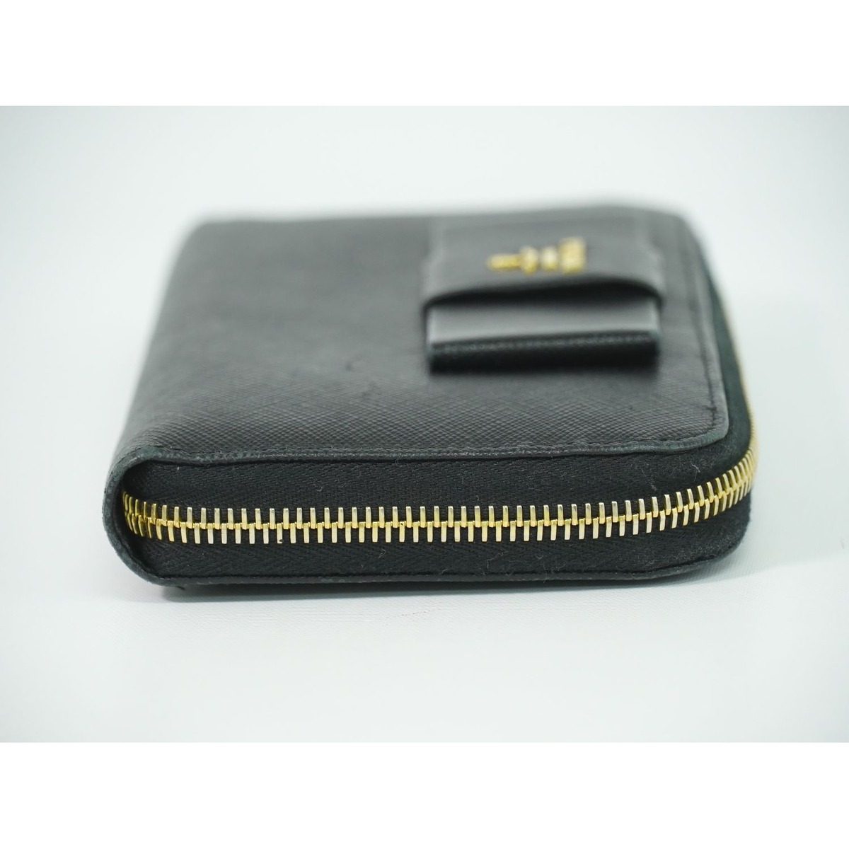 Prada Ribbon Leather Zip Around Wallet Black — view 4