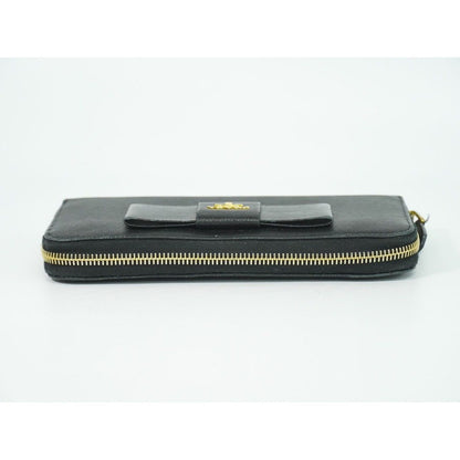Prada Ribbon Leather Zip Around Wallet Black — view 5