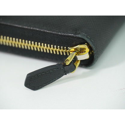 Prada Ribbon Leather Zip Around Wallet Black — view 6
