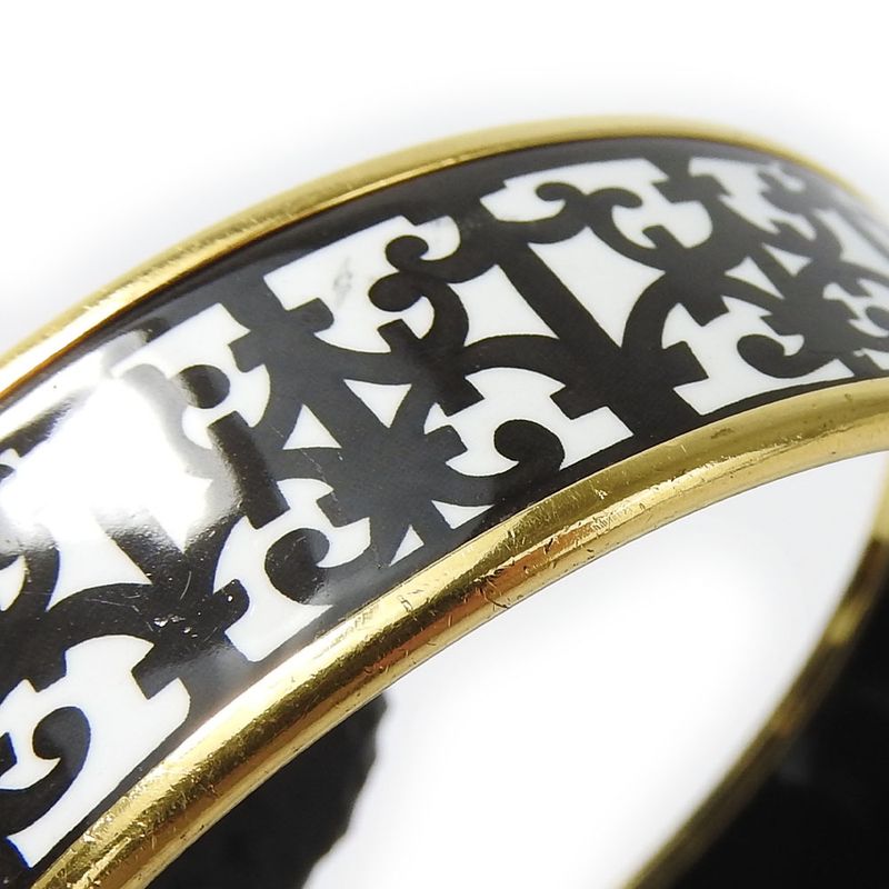 Hermes Bracelet Emile GM Gadarkivir Enamel Metal White Black Gold Hardware