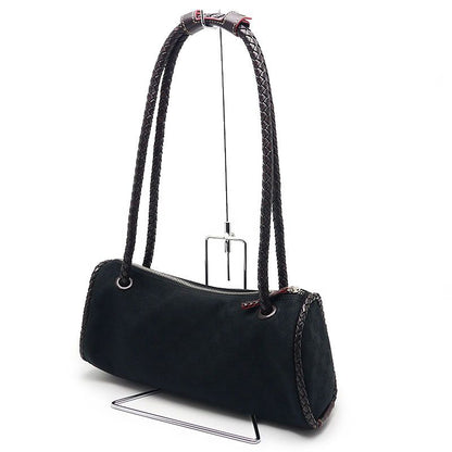 Loewe Semi Shoulder Bag Canvas And Leather Anagram Pattern Black And Brown