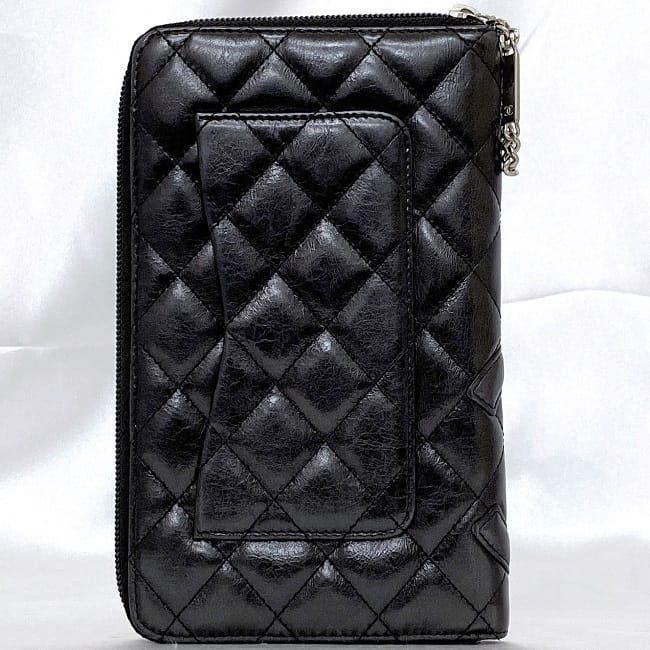 Chanel Round Zipper Long Wallet F21277 Black Cambon