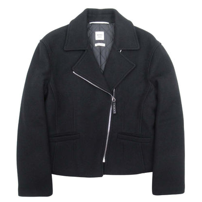 Hermes Cashmere 100% Double Rider Jacket Quilted Lining Medle 40 Black