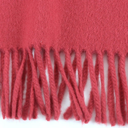 Hermes Cashmere Logo Embroidery with Fringe Large Shawl Scarf Red — view 7