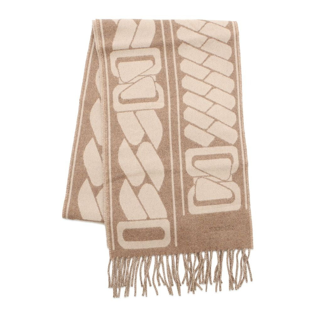 Hermes Scarf Click Se Nue Maron Glace Cles Cashmere Bicolor Shawl Brown Marron-glace