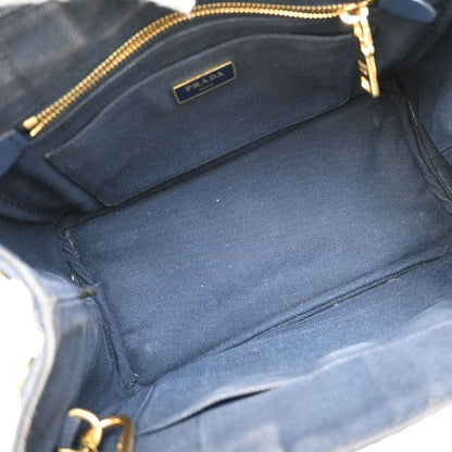 Prada Canapa 2WAY Shoulder Handbag Canvas Blue 86ka843