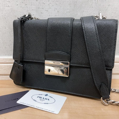 Prada Saffiano Chain Shoulder Bag Black