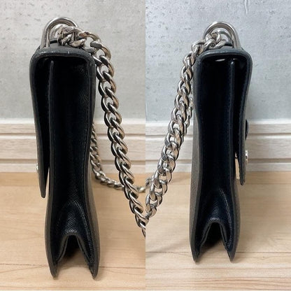 Prada Saffiano Chain Shoulder Bag Black — view 4