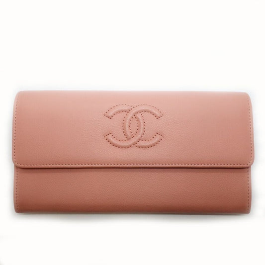 Chanel CC Logo Caviar Leather Pink Wallet