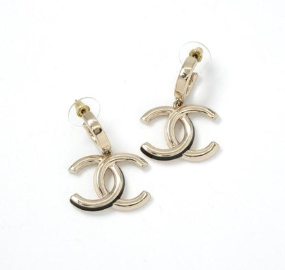 Chanel Earrings Earring Gold Black Coco Mark Hoop