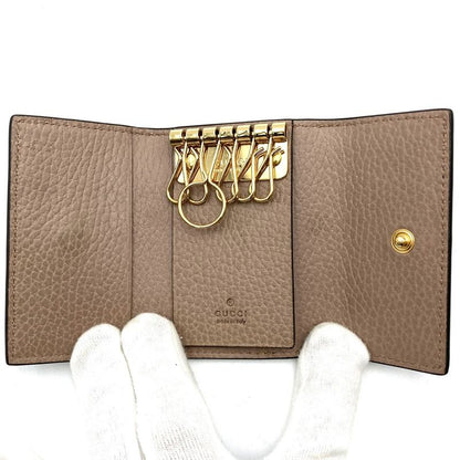 Gucci 456118 Key Case With Box GG Marmont 6-stack Beige Brown Salmon Pink GG
