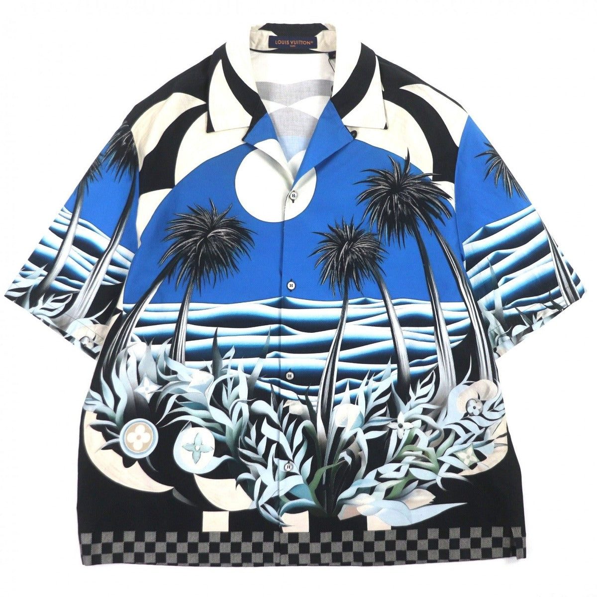 Louis Vuitton Damier Pacific Print Open Collar Short Sleeve