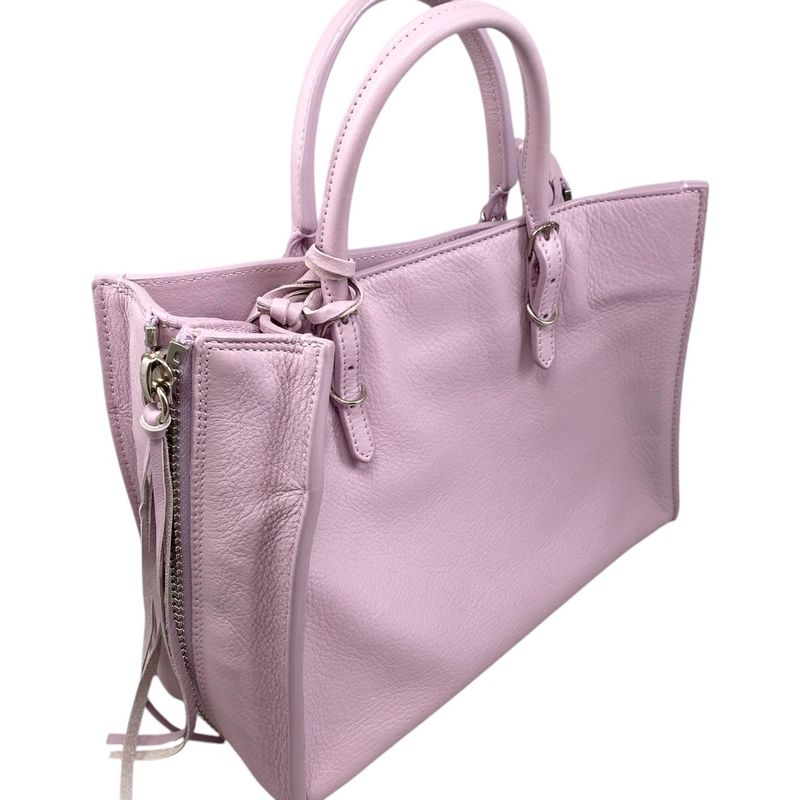 Balenciaga Handbag Shoulder Bag Paper A6 Zip Around 370926 Leather Pink Silver