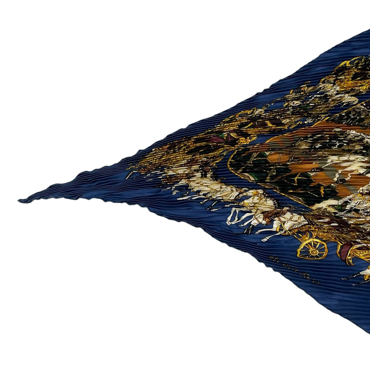 Hermes Scarf Pleated Silk Grand Cortege a Moscou Moscow March Navy — view 2