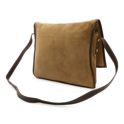 Loewe Anagram Shoulder Bag Messenger Bag Crossbody Suede Leather Khaki Beige