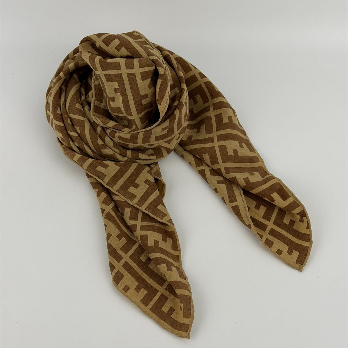 Fendi Scarf Brown Silk Vintage