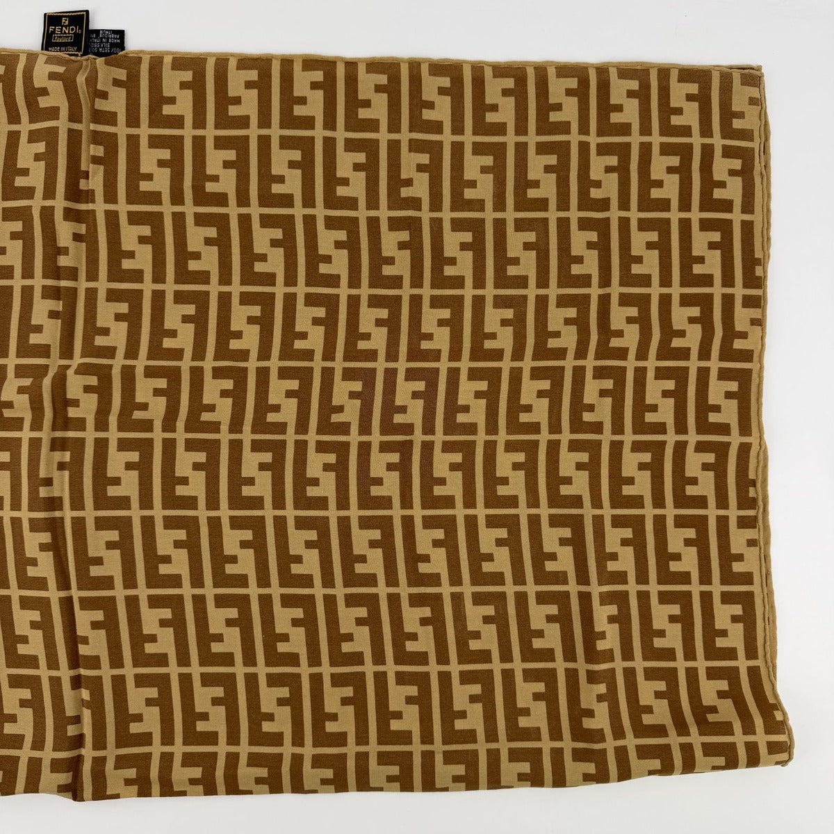 Fendi Scarf Brown Silk Vintage — view 10