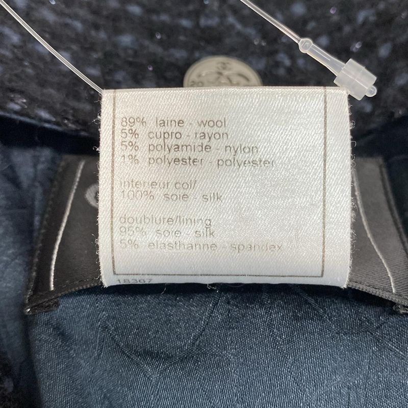 Chanel Jacket Size 42 L Women's P19831 Black And Navy Lame / Long Sleeves /