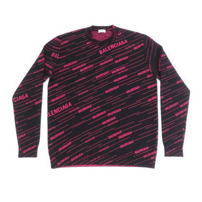 Balenciaga Logo Printed Black and Pink Knitwear